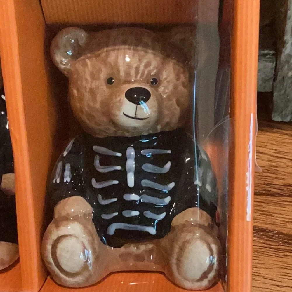 Halloween Teddy Bear Skeleton Salt & Pepper Set